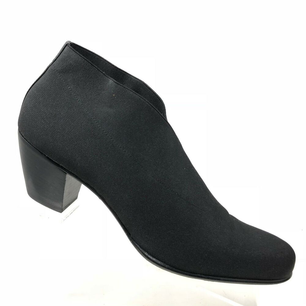 Walter Steiger Boots Womens 8.5 AA Black Fabric Heel Career Dress Ankle Bootie
